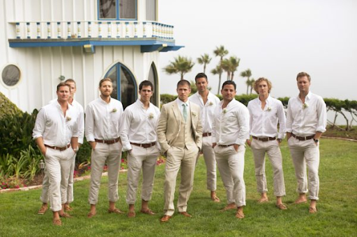 Linen Suits Beach wedding attire for groom