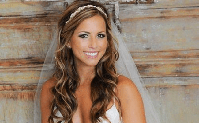 Lace Band Wedding hairstyles with veil 