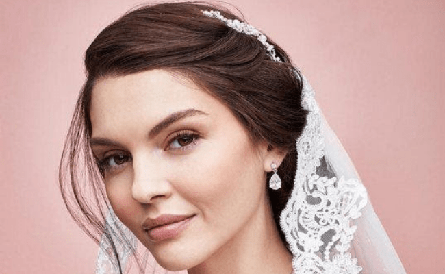 Pulled back Wedding hairstyles with veil 