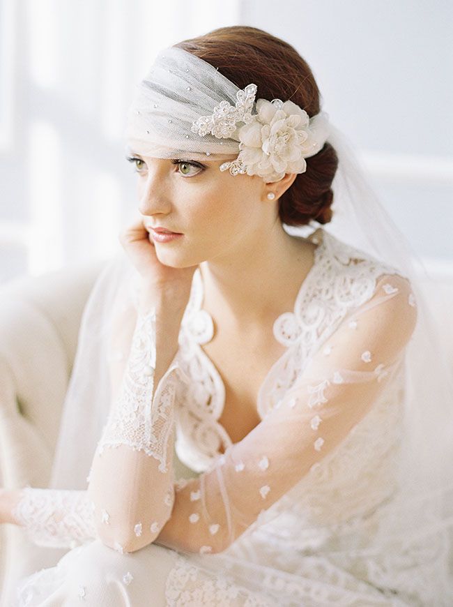 Decorated Headwrap Winter Wedding Hairstyle