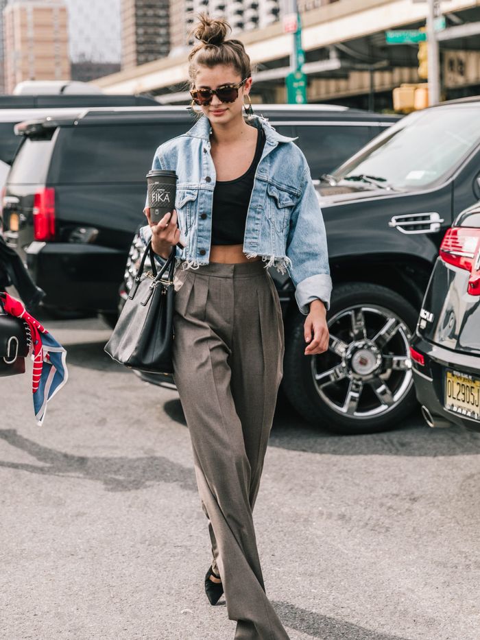 Wide leg pants with cropped jacket 