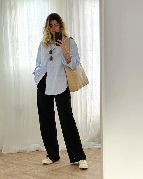 Wide leg pants with t-shirts 