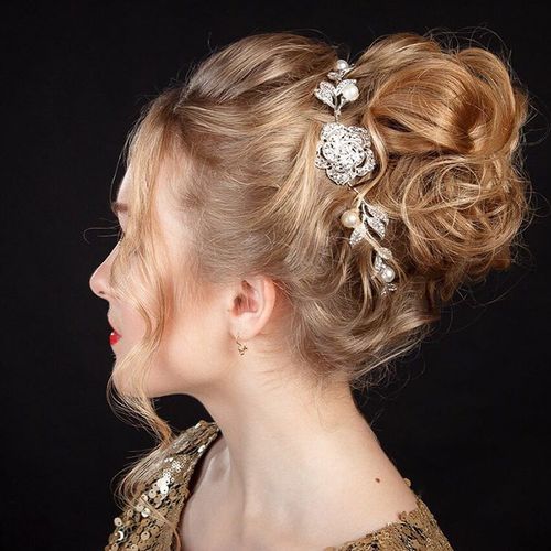 Bejeweled Elegant Updo- hairstyle for evening gown