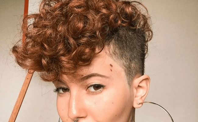 Curly Top With Shaved Sides- short curly hairstyles