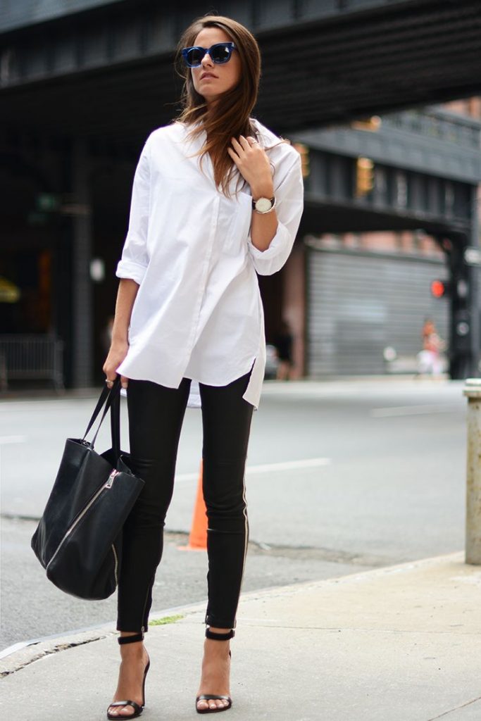 Leather Pant With Oversized White Shirt