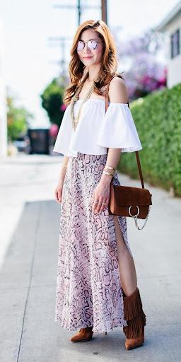 Long Skirts with Off-shoulder Tops