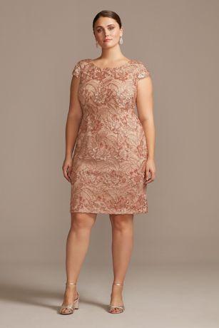 Plus-size Evening Sequin Lace Sheath Dress