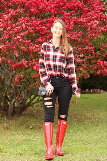 How To Wear Hunter Boots with Fannel Shirts