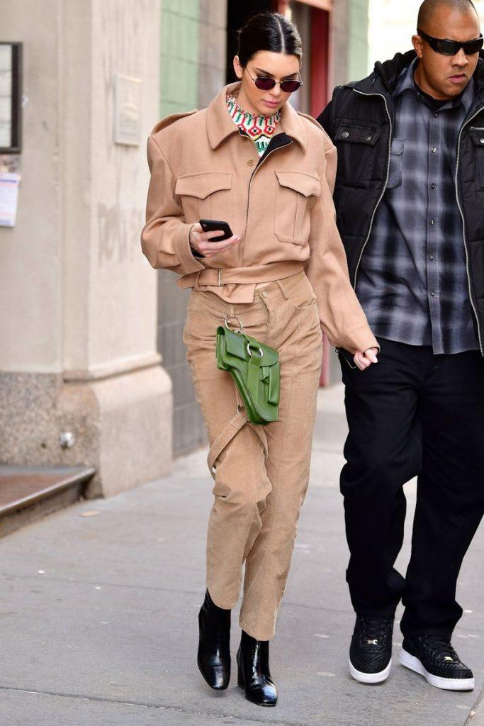 kendall jenner outfits - Neutral shades with color pop