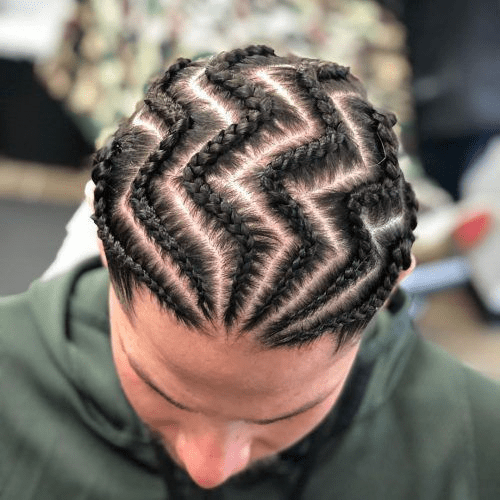 Long ZigZag Cornrow Braid hairstyle for men