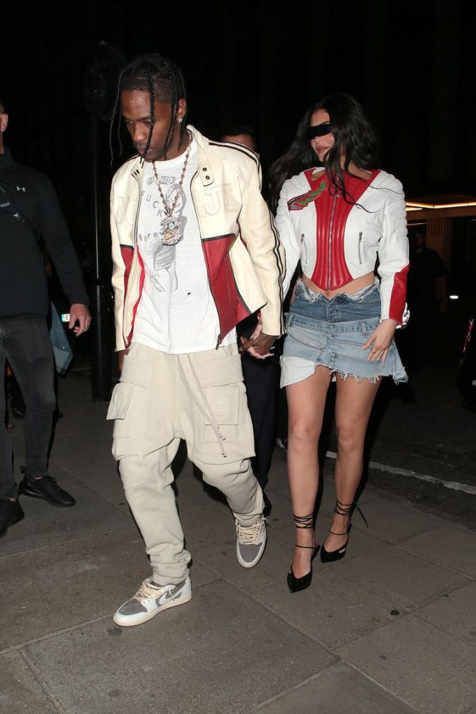 Kylie Jenner and Travis Scott in matching jackets